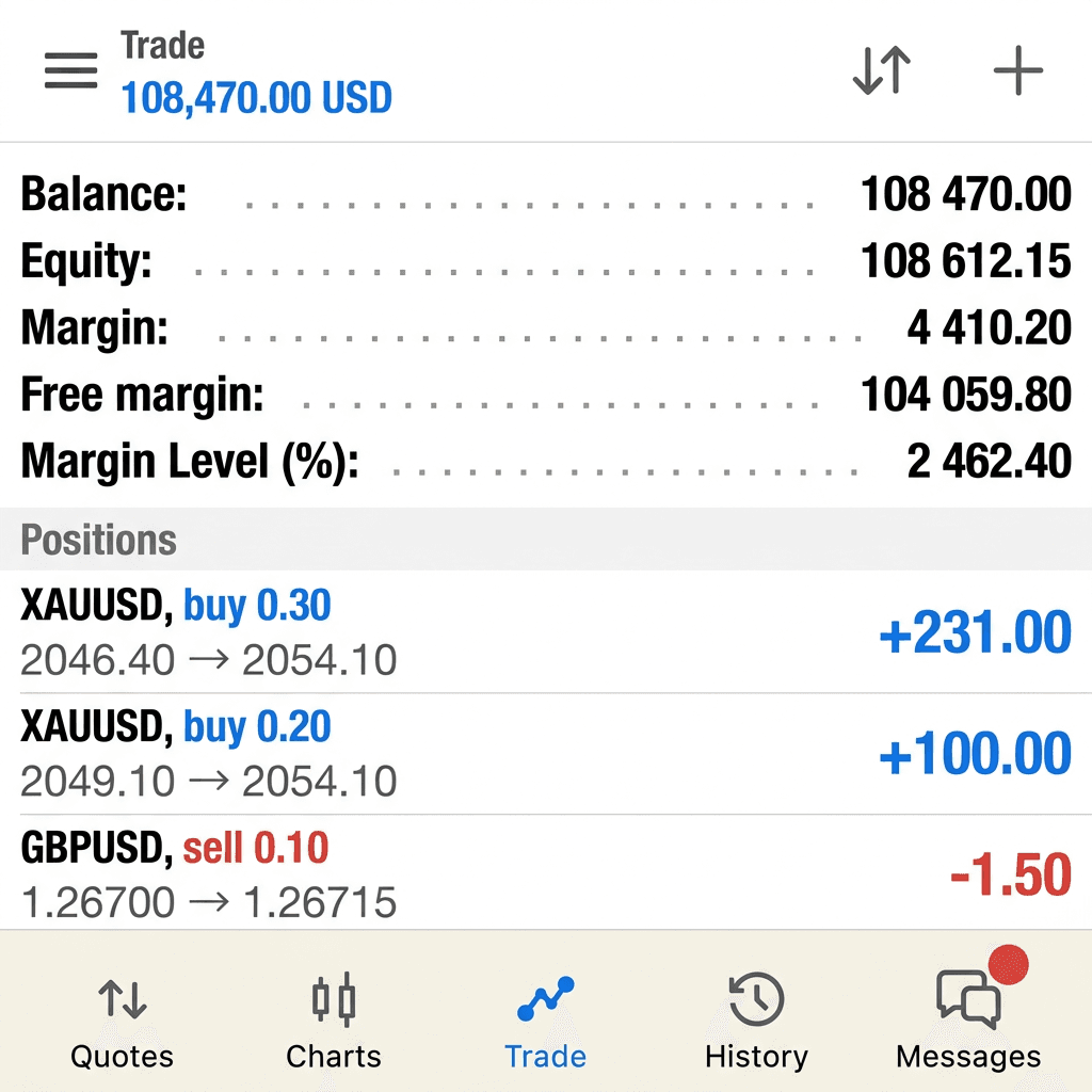 MT5 trading account screenshot for Daniel K.