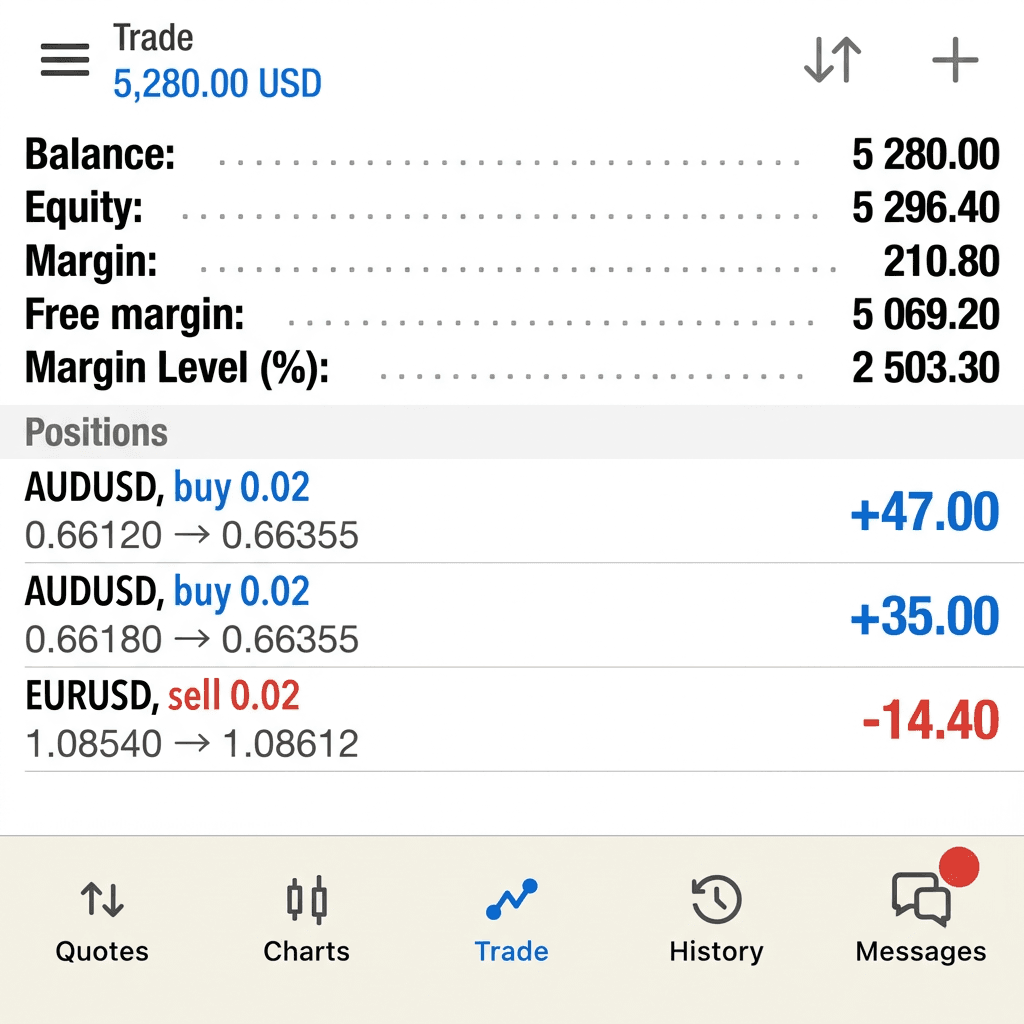 MT5 trading account screenshot for Lena F.